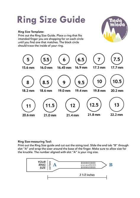 easy to measure ring chart